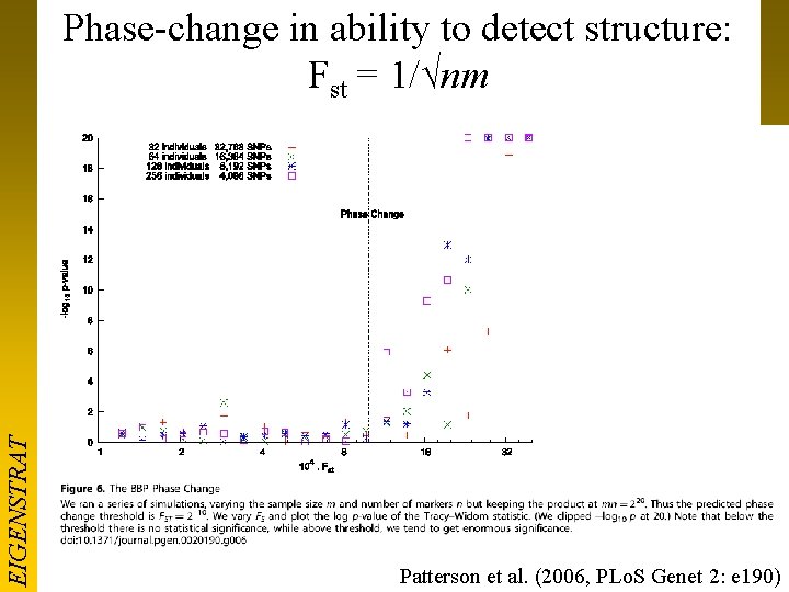 EIGENSTRAT Phase-change in ability to detect structure: Fst = 1/√nm Patterson et al. (2006,