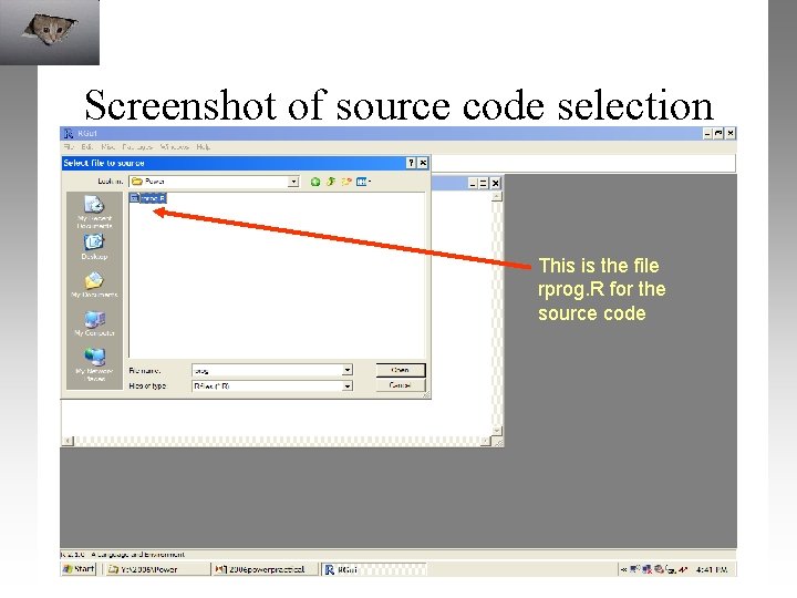 Screenshot of source code selection This is the file rprog. R for the source