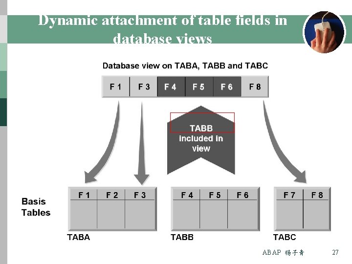 Dynamic attachment of table fields in database views ABAP 楊子青 27 