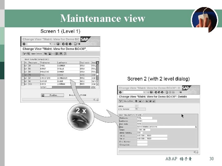 Maintenance view ABAP 楊子青 30 