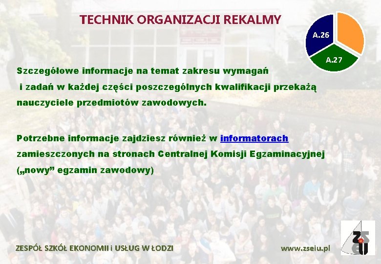 TECHNIK ORGANIZACJI REKALMY A. 26 A. 27 Szczegółowe informacje na temat zakresu wymagań i