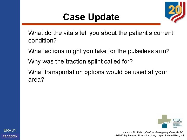 Case Update What do the vitals tell you about the patient’s current condition? What