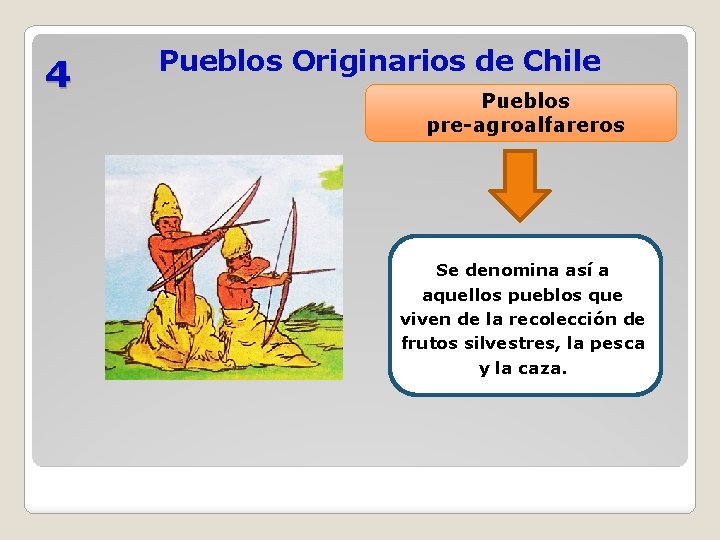 4 Pueblos Originarios de Chile Pueblos pre-agroalfareros Se denomina así a aquellos pueblos que