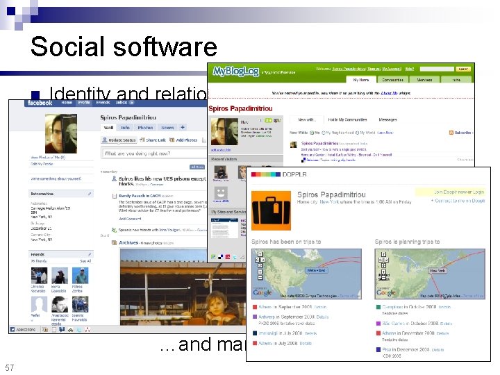 Social software n Identity and relations n ¨ Facebook Friend. Feed ¨ My. Blog.