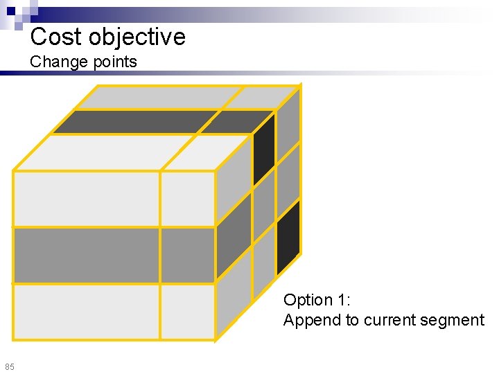Cost objective Change points Option 1: Append to current segment 85 