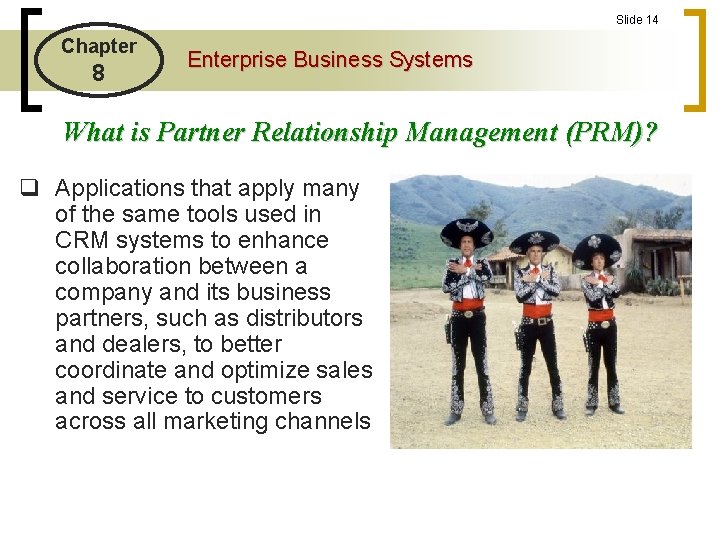 Slide 14 Chapter 8 Enterprise Business Systems What is Partner Relationship Management (PRM)? q