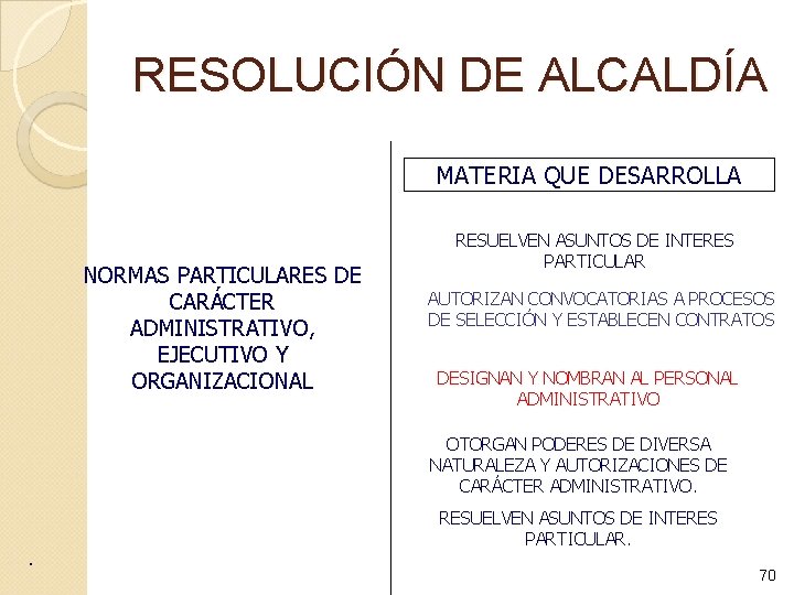 RESOLUCIÓN DE ALCALDÍA MATERIA QUE DESARROLLA NORMAS PARTICULARES DE CARÁCTER ADMINISTRATIVO, EJECUTIVO Y ORGANIZACIONAL