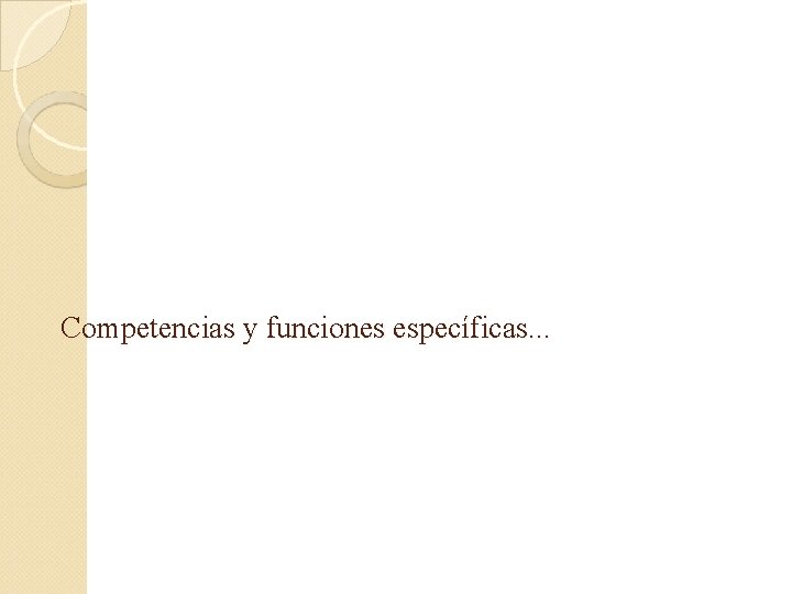 Competencias y funciones específicas. . . 