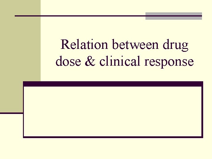 Relation between drug dose & clinical response 