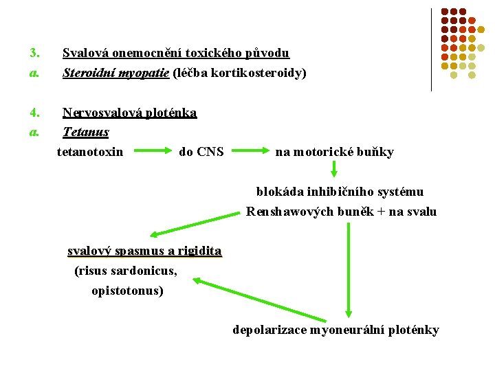 3. a. 4. a. Svalová onemocnění toxického původu Steroidní myopatie (léčba kortikosteroidy) Nervosvalová ploténka