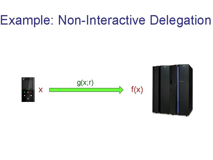 Example: Non-Interactive Delegation x g(x; r) f(x) 