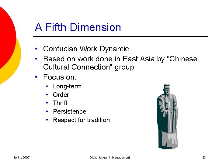 A Fifth Dimension • Confucian Work Dynamic • Based on work done in East