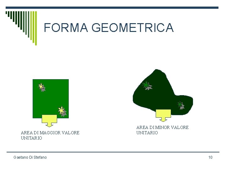 FORMA GEOMETRICA AREA DI MAGGIOR VALORE UNITARIO Gaetano Di Stefano AREA DI MINOR VALORE