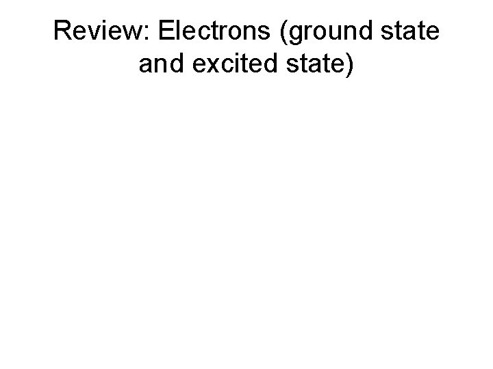 Review: Electrons (ground state and excited state) 