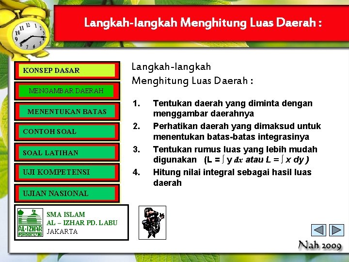 Langkah-langkah Menghitung Luas Daerah : KONSEP DASAR MENGAMBAR DAERAH MENENTUKAN BATAS CONTOH SOAL Langkah-langkah