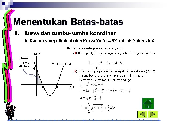 Menentukan Batas-batas II. Kurva dan sumbu-sumbu koordinat b. Daerah yang dibatasi oleh Kurva Y=