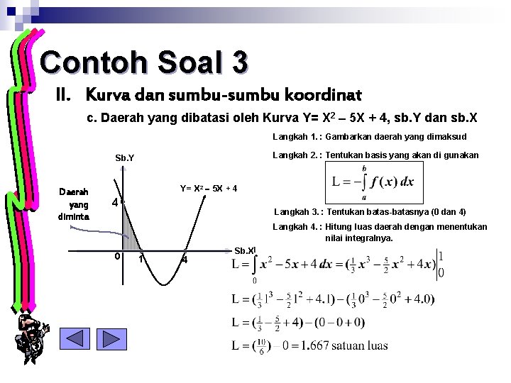 Contoh Soal 3 II. Kurva dan sumbu-sumbu koordinat c. Daerah yang dibatasi oleh Kurva