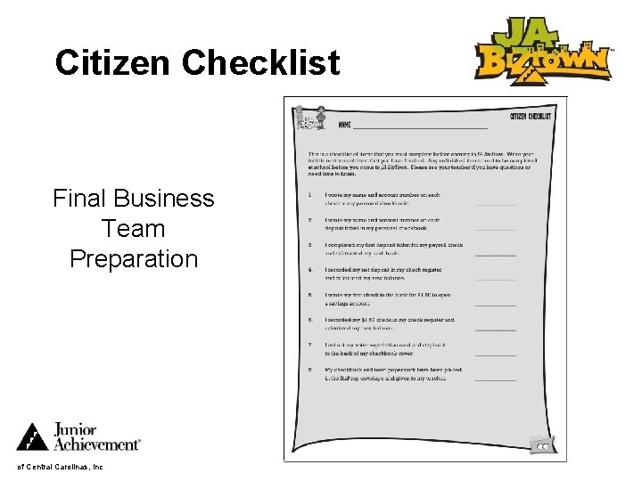 Citizen Checklist Final Business Team Preparation of Central Carolinas, Inc 