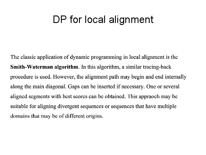 DP for local alignment 