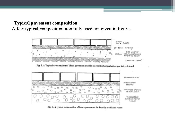 Typical pavement composition A few typical composition normally used are given in figure. Typical pavement composition A few typical composition normally used are given in figure.