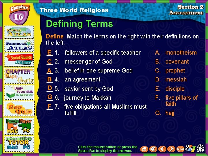 16 Three World Religions Defining Terms Define Match the terms on the right with