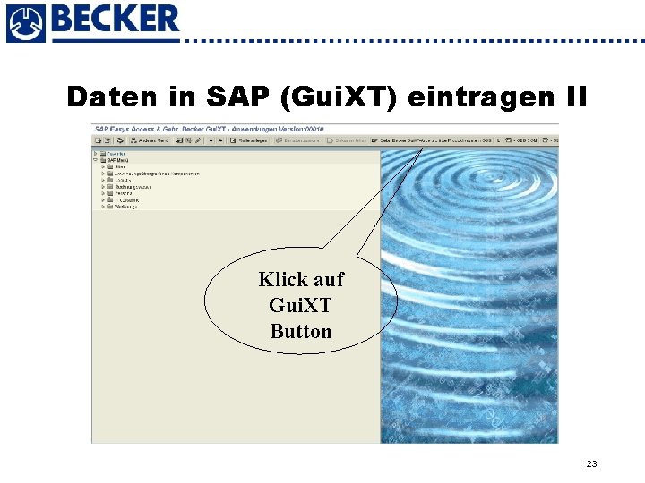 Daten in SAP (Gui. XT) eintragen II Klick auf Gui. XT Button 23 