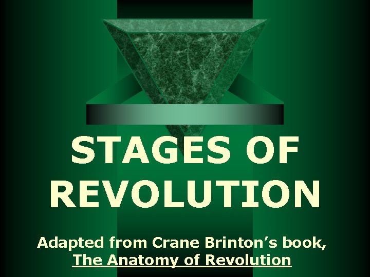 STAGES OF REVOLUTION Adapted from Crane Brinton’s book, The Anatomy of Revolution 