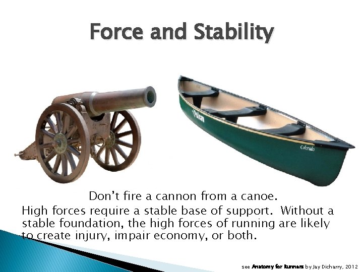 Force and Stability Don’t fire a cannon from a canoe. High forces require a