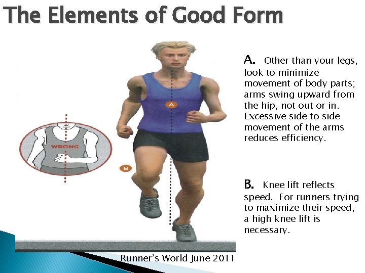 The Elements of Good Form A. Other than your legs, look to minimize movement
