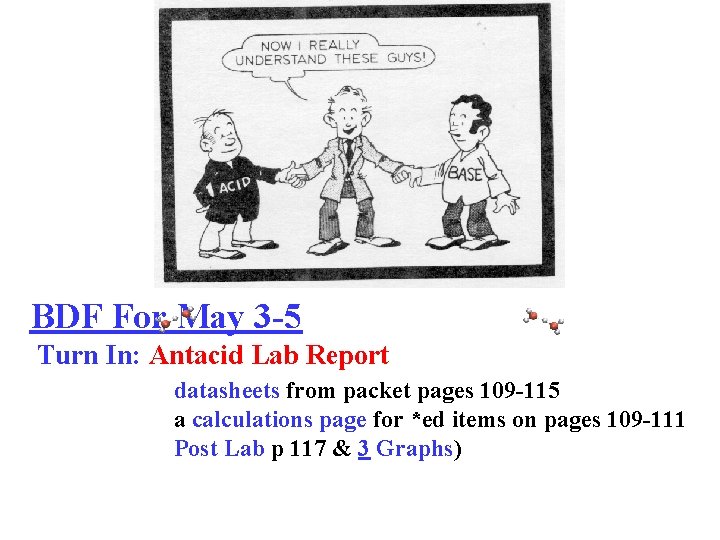 BDF For May 3 -5 Turn In: Antacid Lab Report datasheets from packet pages