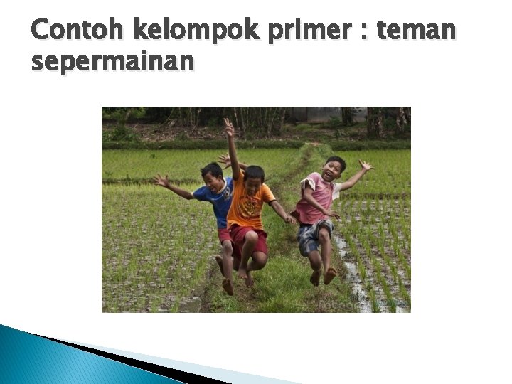 Contoh kelompok primer : teman sepermainan 