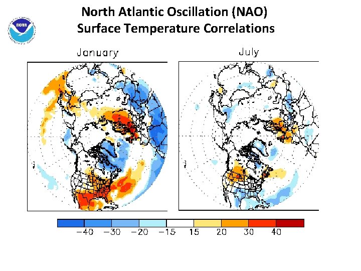 North Atlantic Oscillation (NAO) Surface Temperature Correlations 