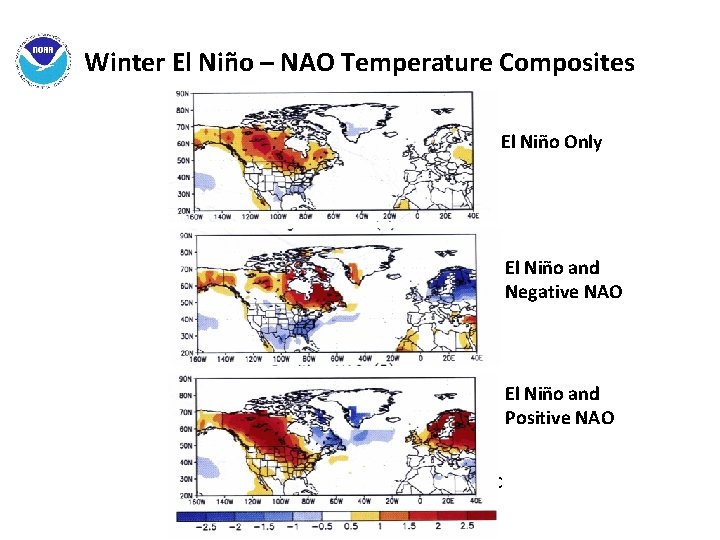 Winter El Niño – NAO Temperature Composites El Niño Only El Niño and Negative