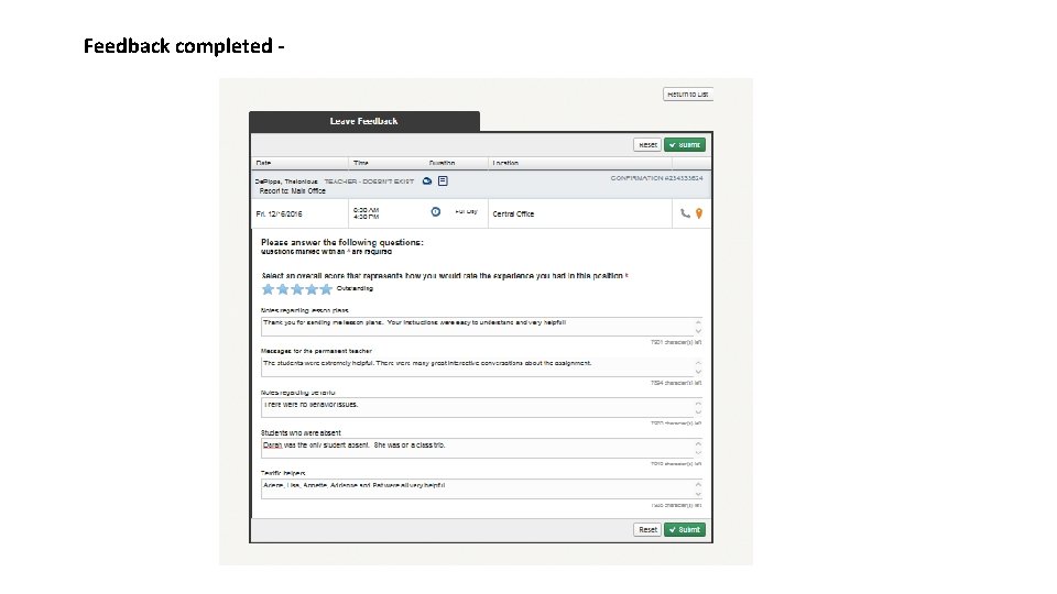 Feedback completed - Feedback completed -