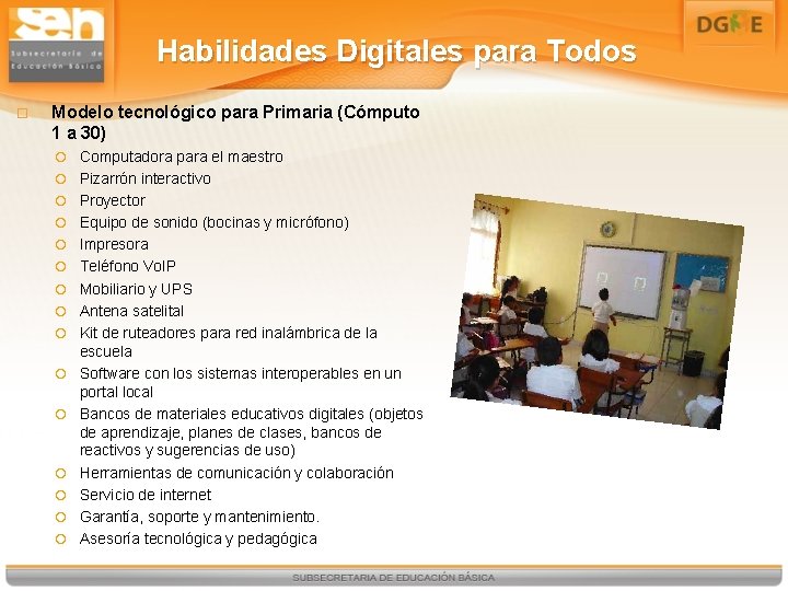 Habilidades Digitales para Todos Modelo tecnológico para Primaria (Cómputo 1 a 30) Computadora para