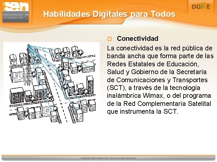 Habilidades Digitales para Todos Conectividad La conectividad es la red pública de banda ancha