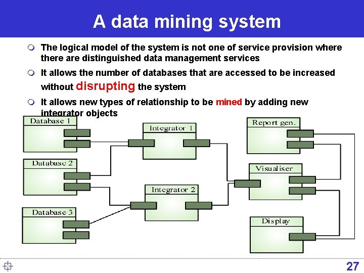 A data mining system m The logical model of the system is not one