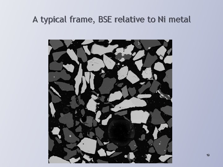 A typical frame, BSE relative to Ni metal 19 