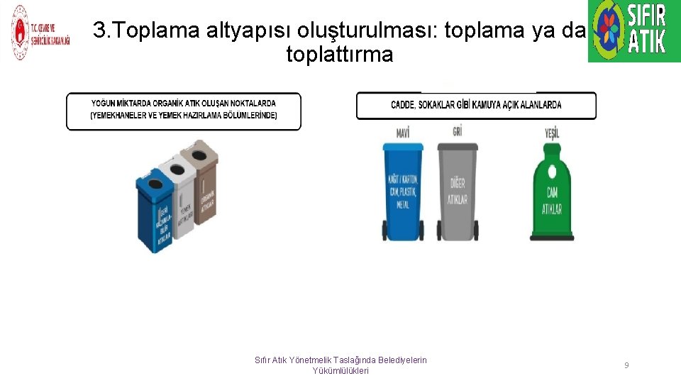 3. Toplama altyapısı oluşturulması: toplama ya da toplattırma Sıfır Atık Yönetmelik Taslağında Belediyelerin Yükümlülükleri