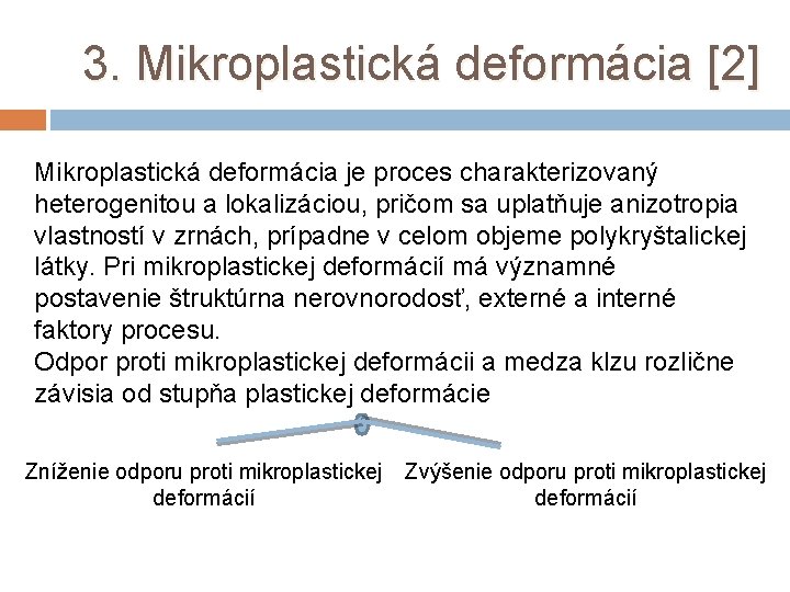 3. Mikroplastická deformácia [2] Mikroplastická deformácia je proces charakterizovaný heterogenitou a lokalizáciou, pričom sa