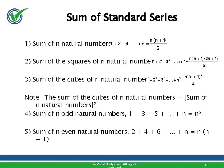 Sum of Standard Series 1) Sum of n natural numbers = 2) Sum of Sum of Standard Series 1) Sum of n natural numbers = 2) Sum of