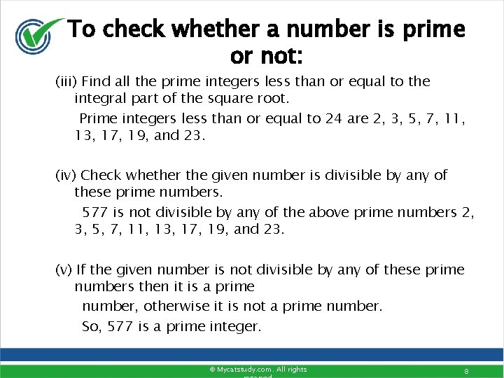 To check whether a number is prime or not: (iii) Find all the prime