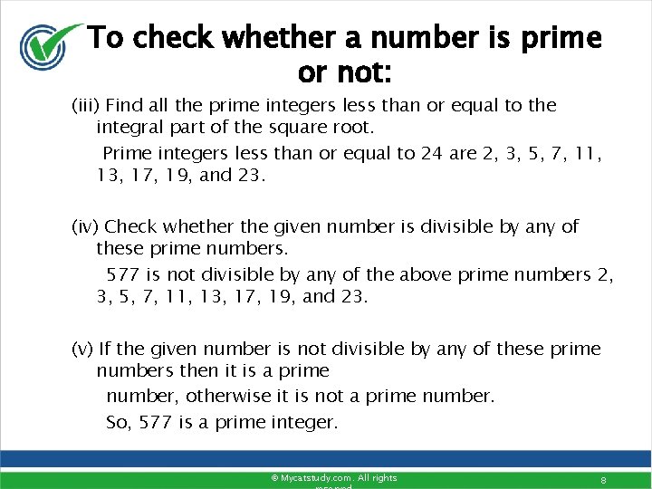 To check whether a number is prime or not: (iii) Find all the prime To check whether a number is prime or not: (iii) Find all the prime