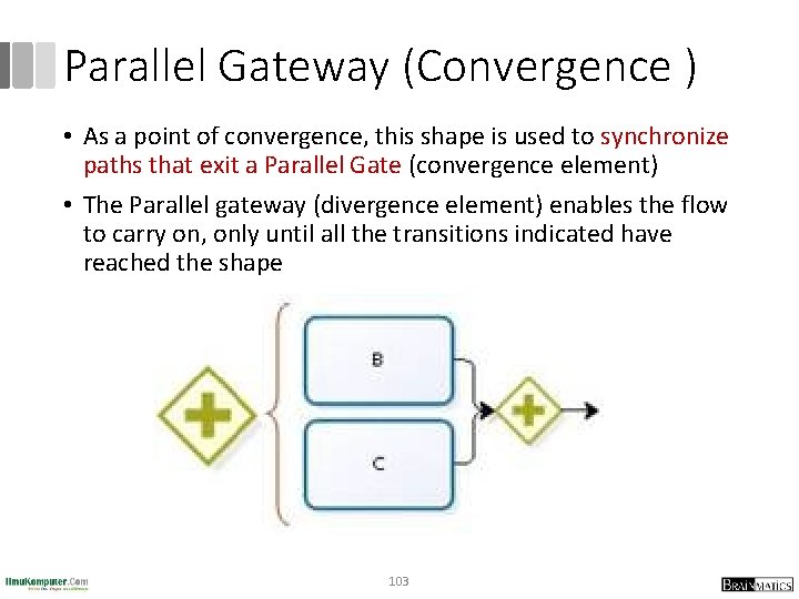 Parallel Gateway (Convergence ) • As a point of convergence, this shape is used