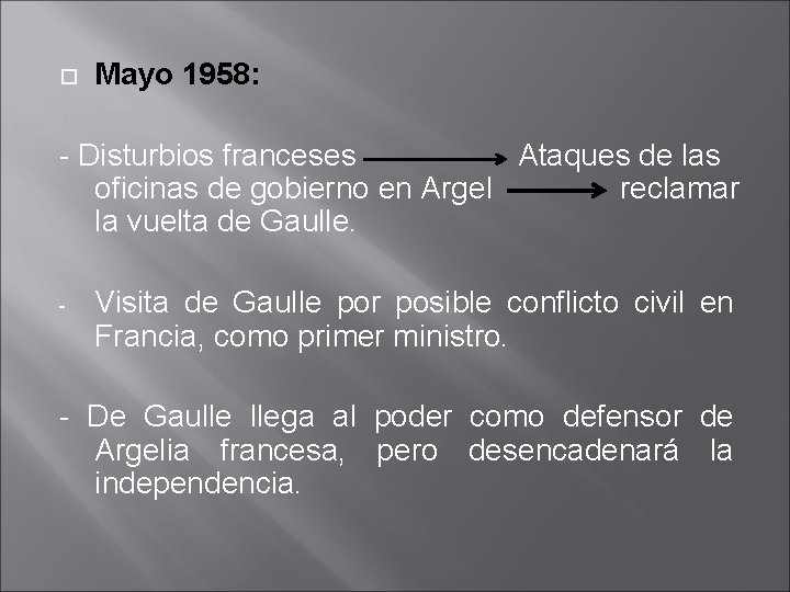  Mayo 1958: - Disturbios franceses Ataques de las oficinas de gobierno en Argel