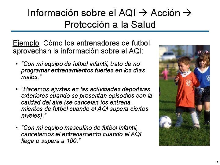 Información sobre el AQI Acción Protección a la Salud Ejemplo Cómo los entrenadores de