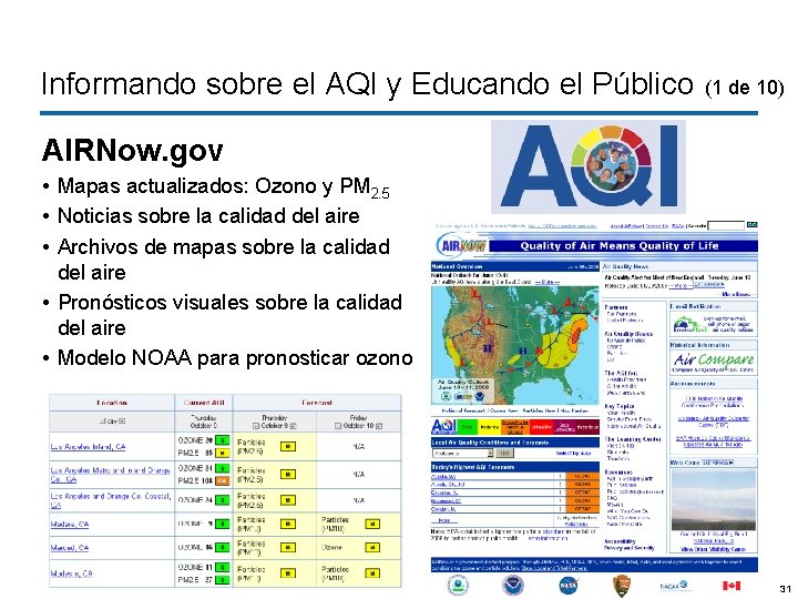 Informando sobre el AQI y Educando el Público (1 de 10) AIRNow. gov •