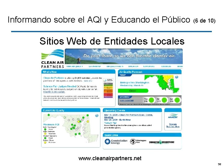 Informando sobre el AQI y Educando el Público (6 de 10) Sitios Web de