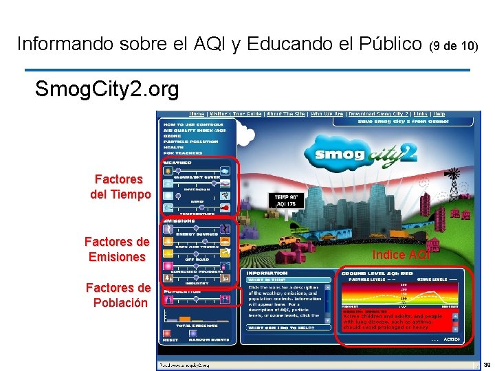 Informando sobre el AQI y Educando el Público (9 de 10) Smog. City 2.