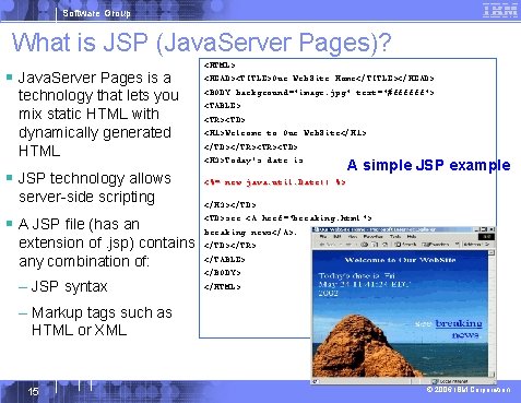 Software Group What is JSP (Java. Server Pages)? § Java. Server Pages is a